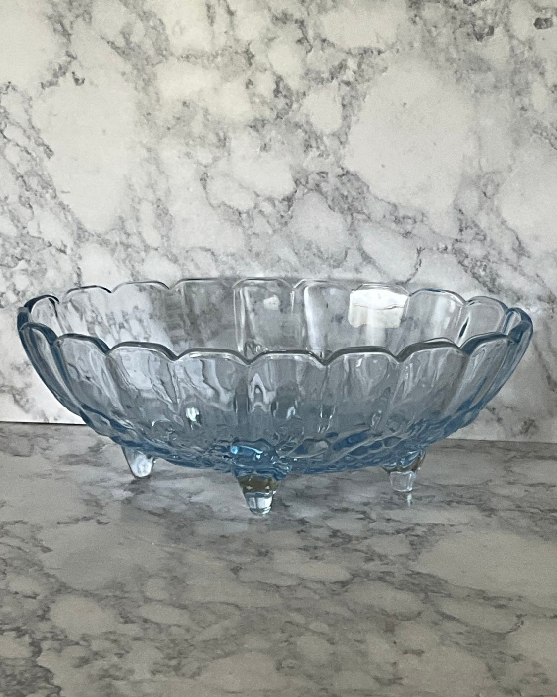 Indiana Glass Garland Ice Blue Oval Footed Bowl