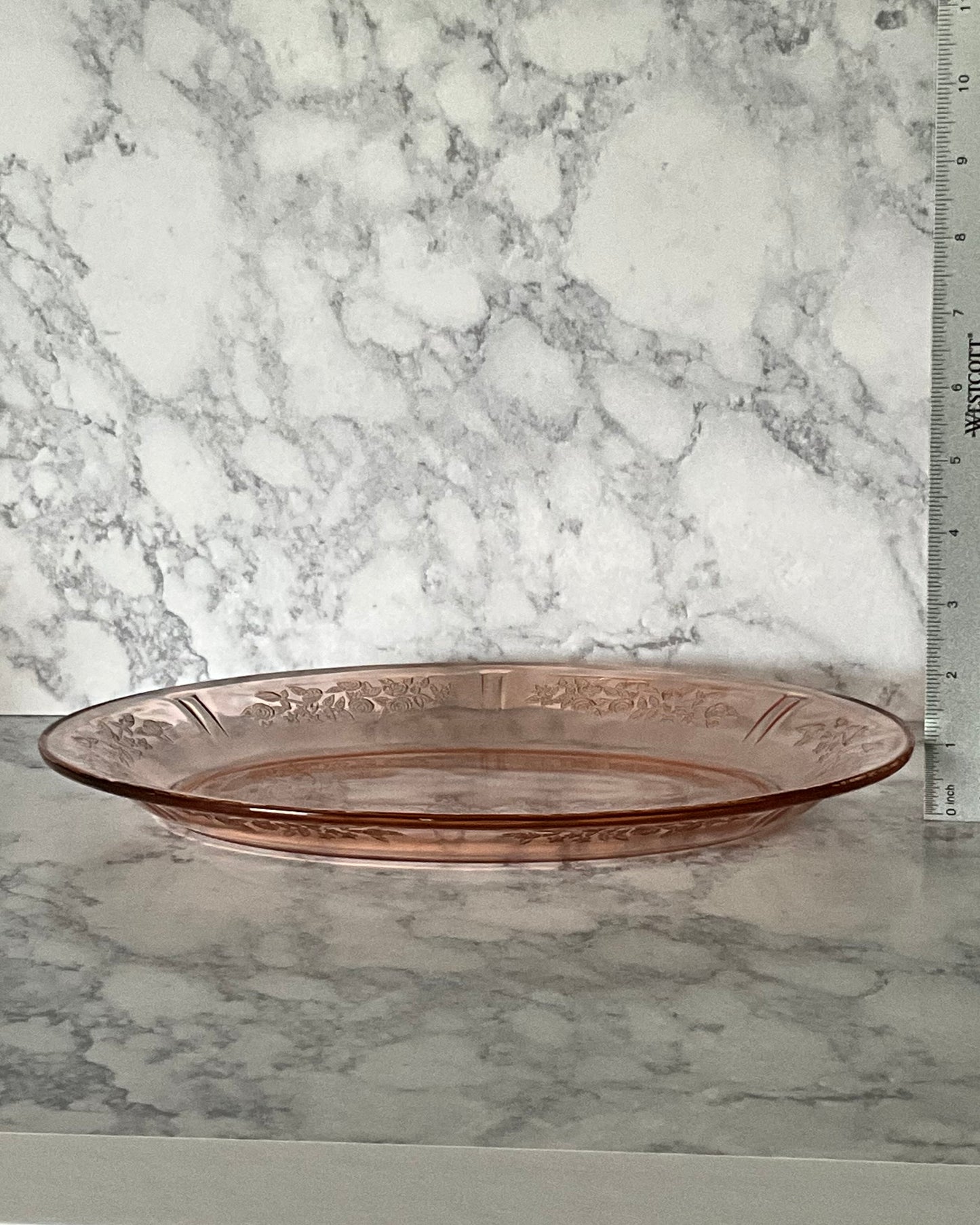 Federal Glass Sharon Cabbage Rose Pink Oval Platter