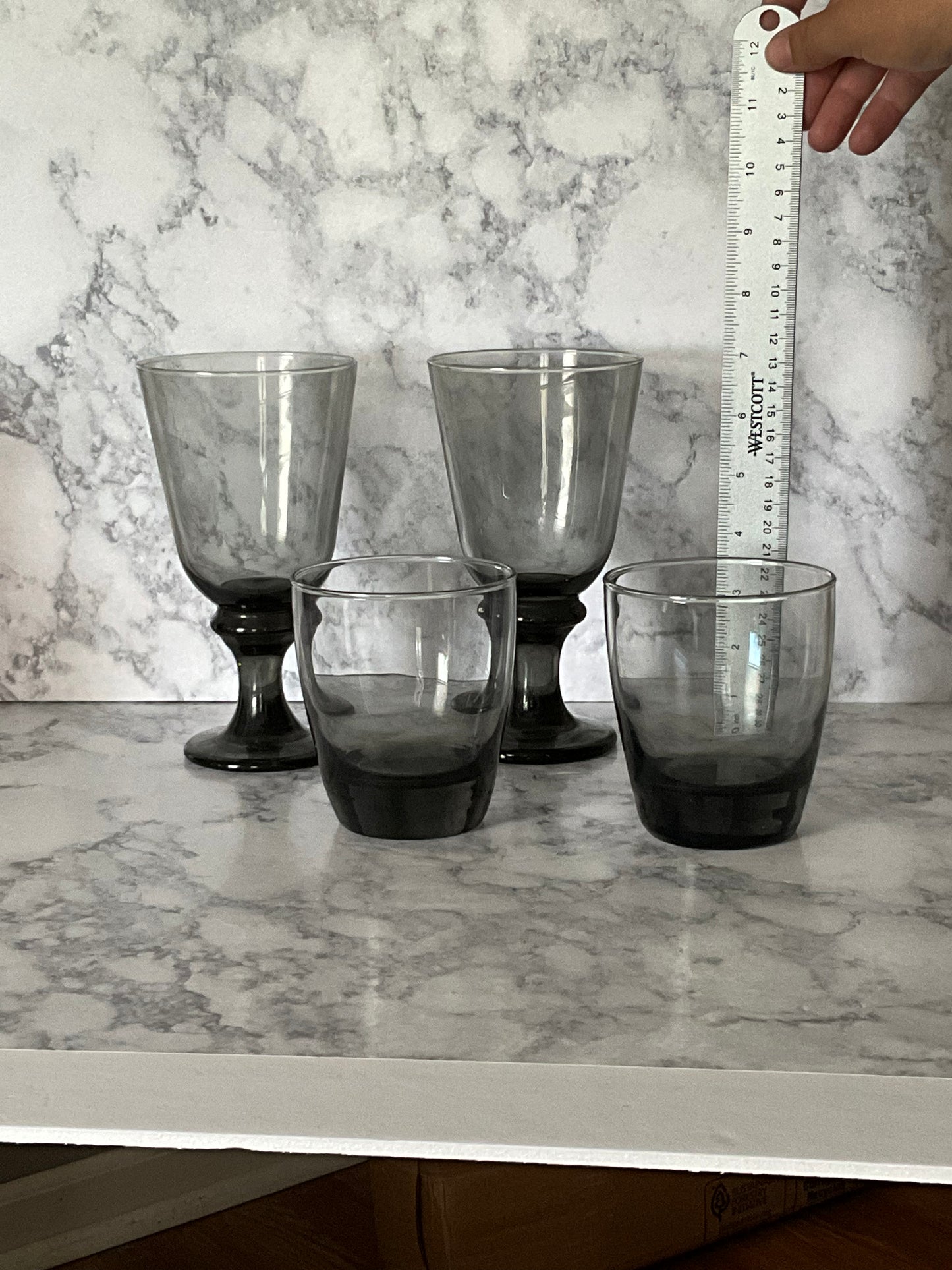 Libbey Glass Nova Black Water Goblets & Rocks Glasses