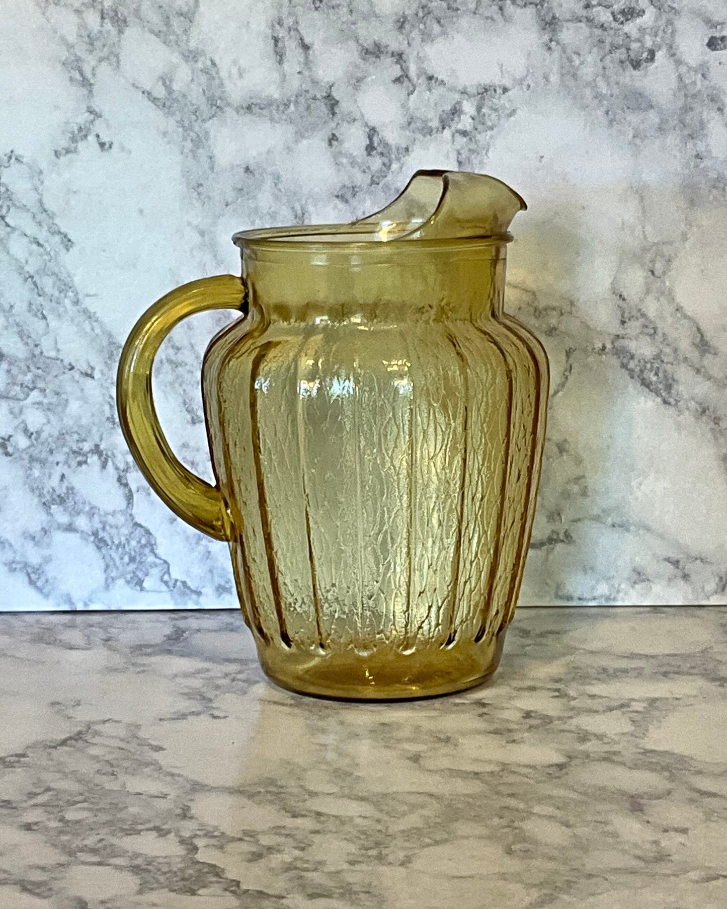 Anchor Hocking Yellow Amber Crackle Pitcher