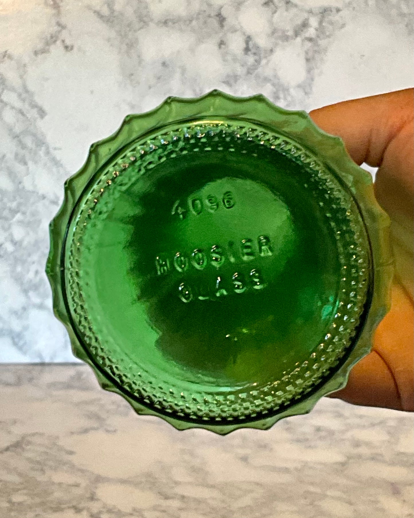Hoosier Glass Green Bud Vase 4096