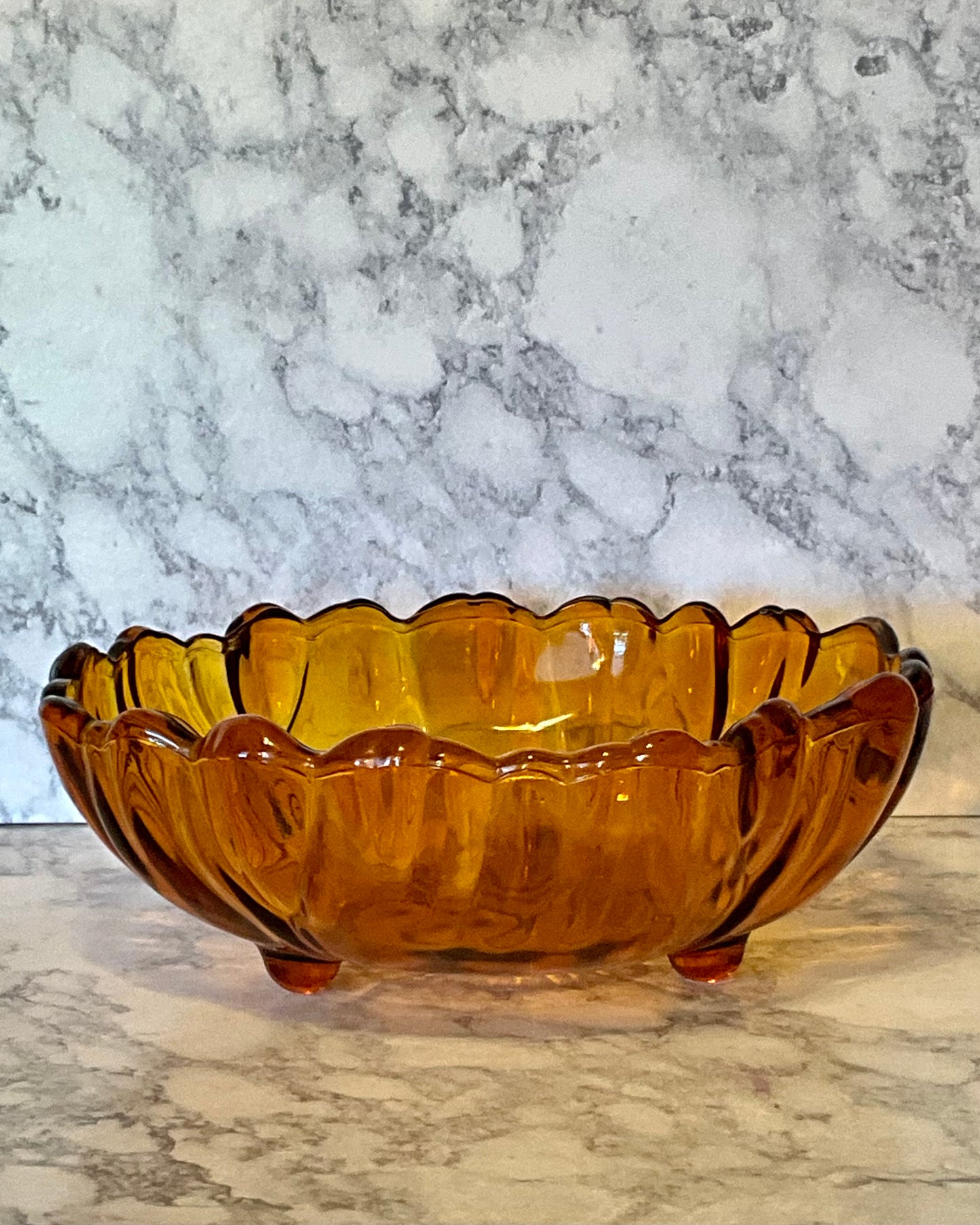 Indiana Glass Large Amber Sunflower Bowl