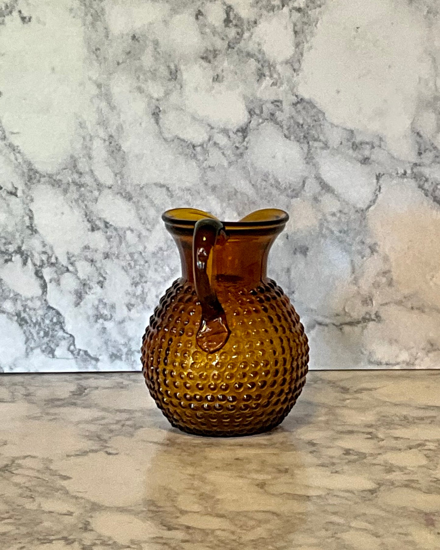 Clevenger Brothers Hobnail Amber Pitcher Handblown