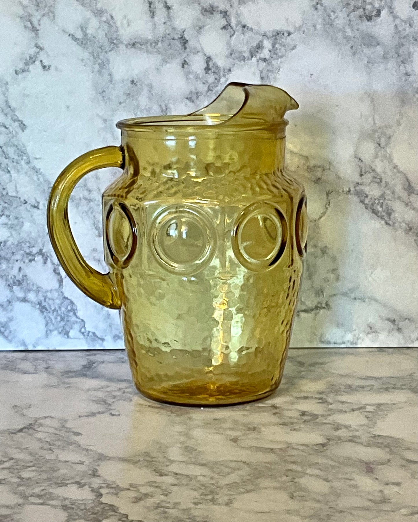 Anchor Hocking Yellow Amber Heritage Hill Pitcher