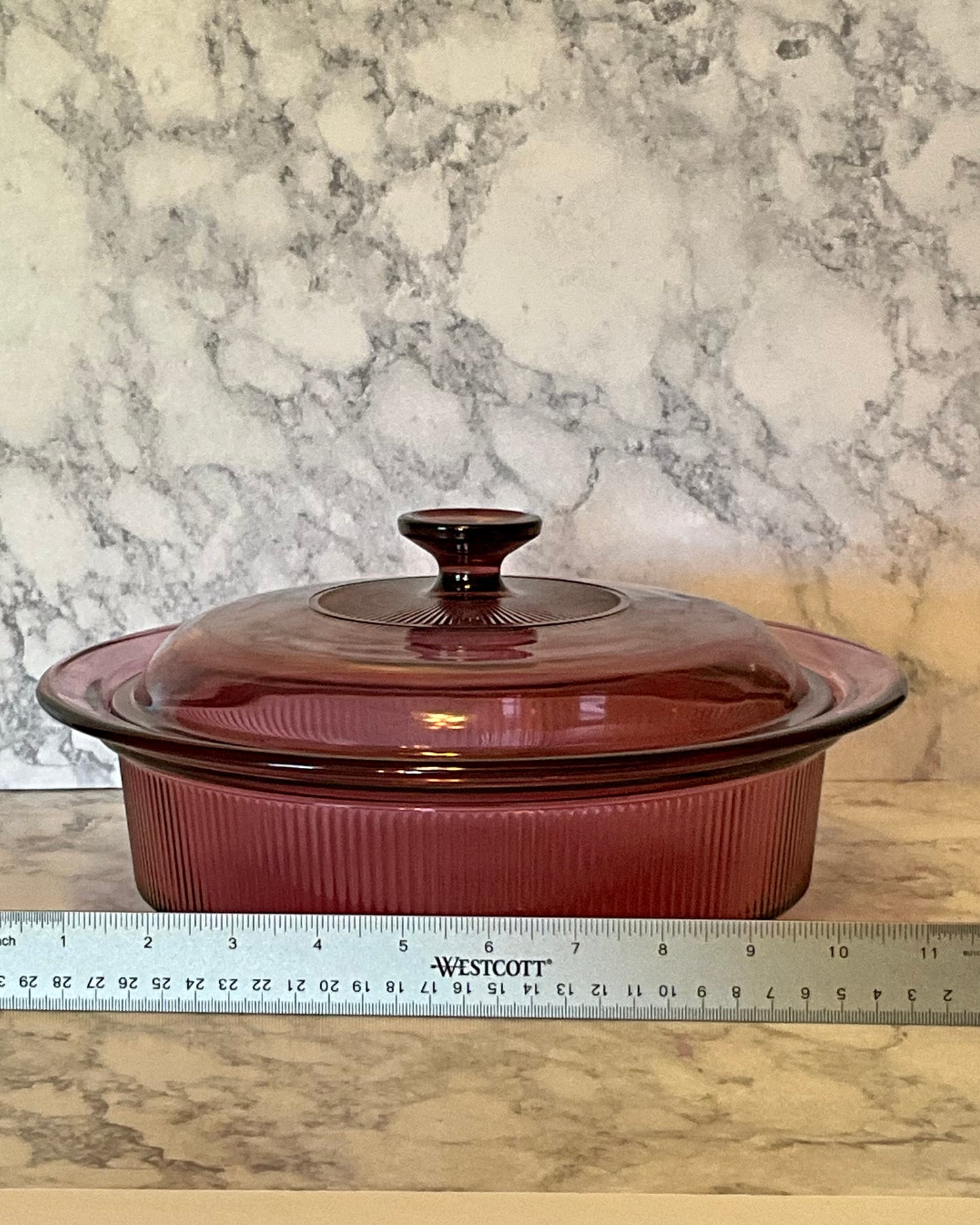 Pyrex Vision Cranberry Ribbed Pot with Lid
