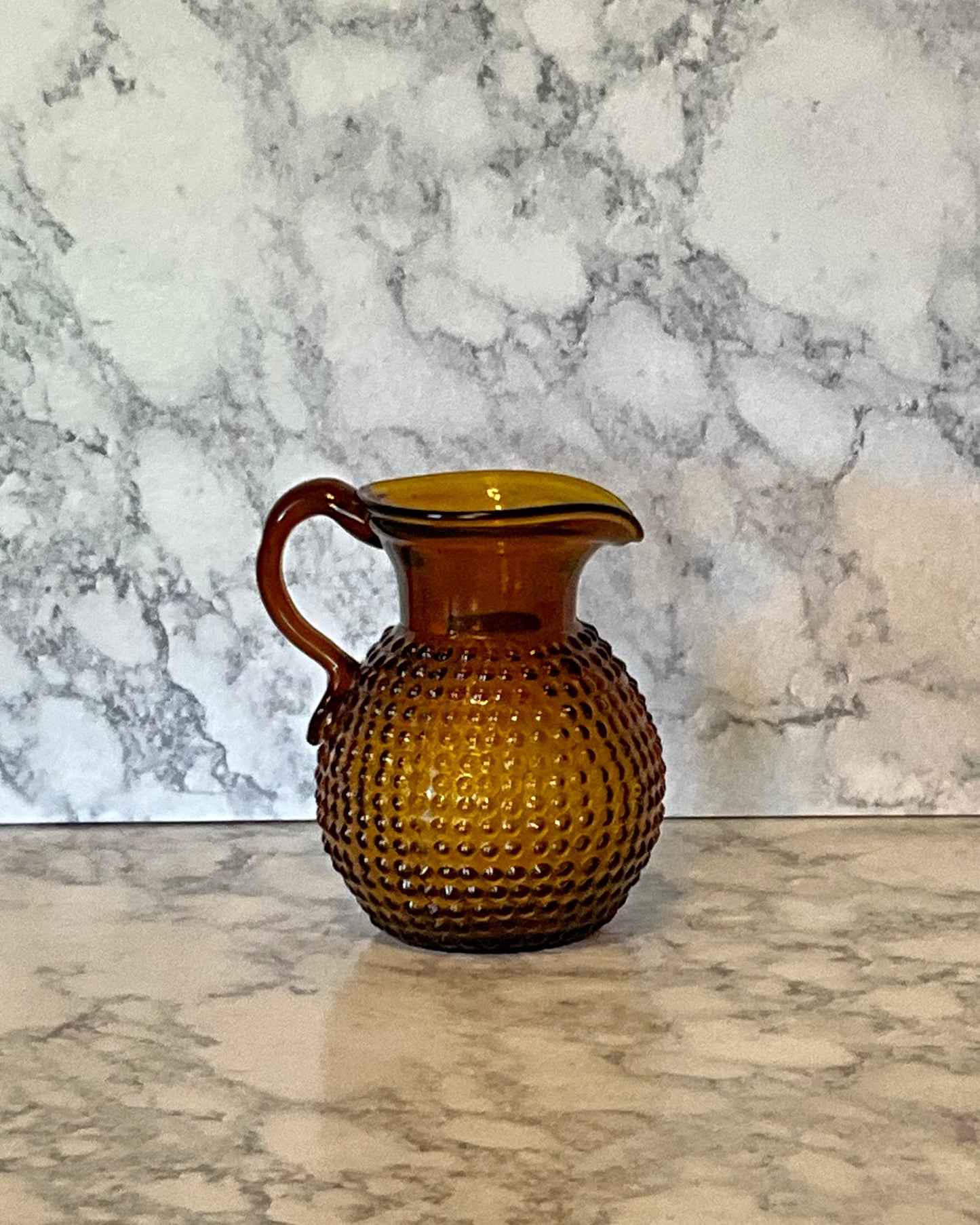 Clevenger Brothers Hobnail Amber Pitcher Handblown