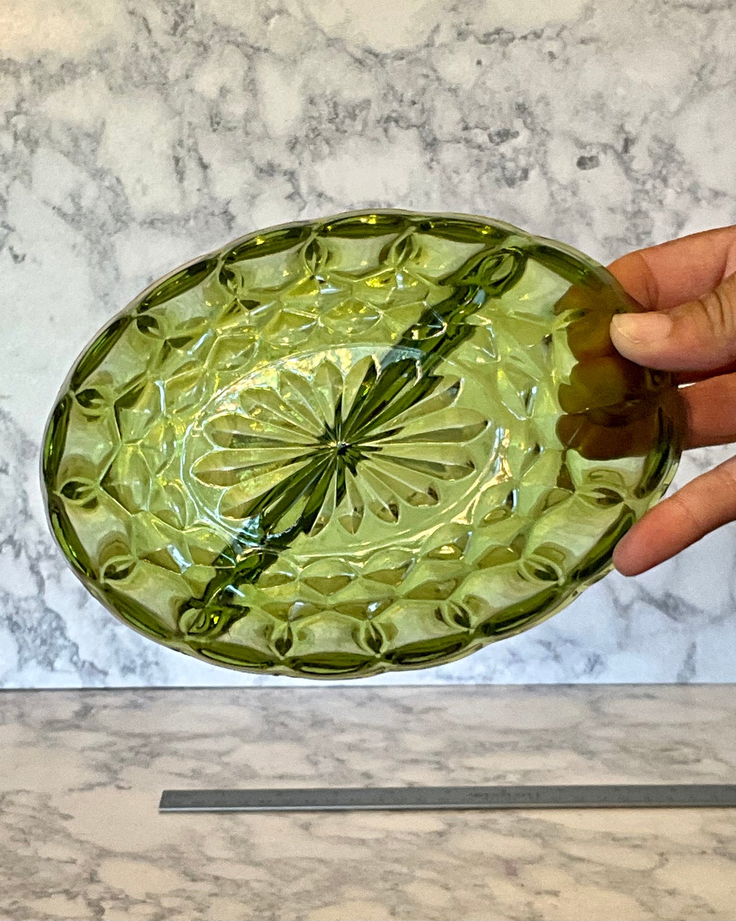 Indiana Glass Green Oval Divided Relish Dish